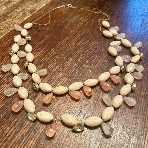 Lydell NYC Beige and Peach Beaded Necklace - Picture 1 of 4